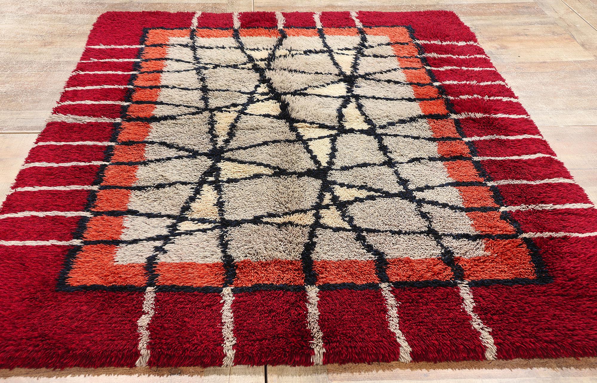 Ulla Kronlof Vintage Abstract Scandinavian Modern Swedish Rya Rug For Sale 1