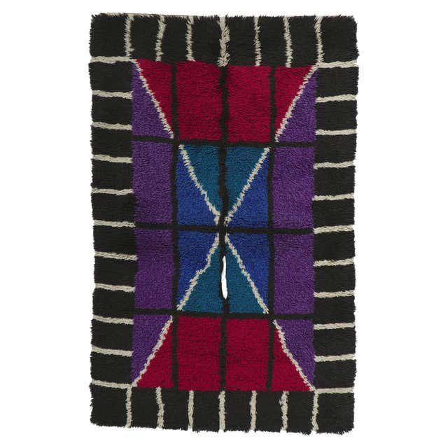 Abstract Red Rya Rug For Sale at 1stDibs