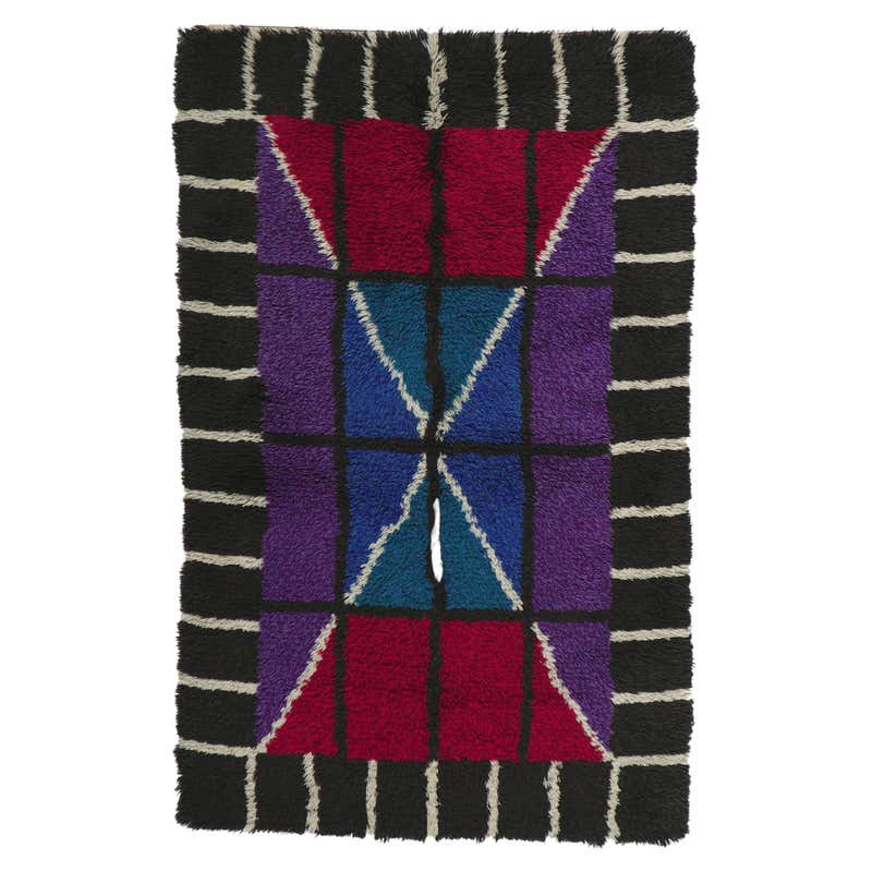 Abstract Red Rya Rug For Sale at 1stDibs