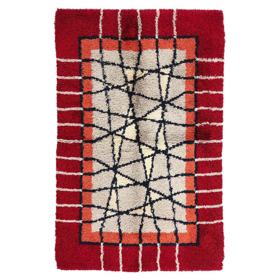 Swedish Midcentury Scandinavian Modern Rya Rug at 1stDibs