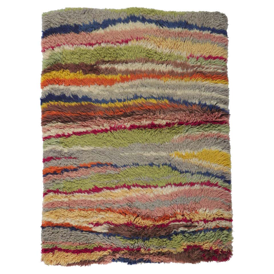 Abstract Red Rya Rug For Sale at 1stDibs