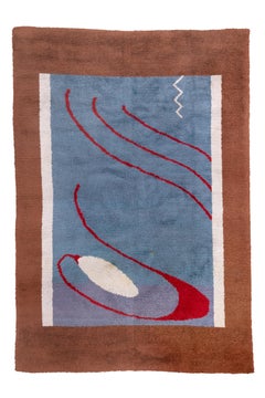 Vintage Swedish Rya Rug with Abstract Modernist Design