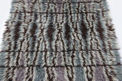 Vintage Swedish Rya Rug with Blue and Mauve Geometric Pattern - Rug & Kilim