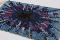 Vintage Swedish Rya Rug with Blue and Purple Abstract Pattern - Rug & Kilim