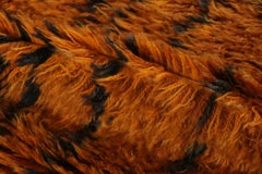 Alfombra sueca vintage Rya con dibujo geométrico marrón y naranja - Rug & Kilim