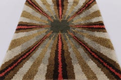 Vintage Swedish Rya Rug with Gray and Brown Geometric Pattern - Rug & Kilim