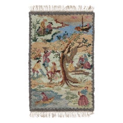 Vintage Swedish Rya Rug with Impressionistic Pictorial Design - Rug & Kilim