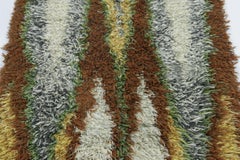 Vintage Swedish Rya Rug with Multicolor Vertical Ridges - Rug & Kilim