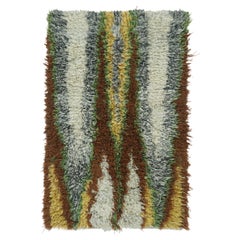 Schwedischer Vintage-Rya-Teppich mit mehrfarbigen vertikalen Rillen - Rug & Kilim