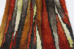 Vintage Swedish Rya Rug with Red-Orange Vertical Geometric Stripes - Rug & Kilim