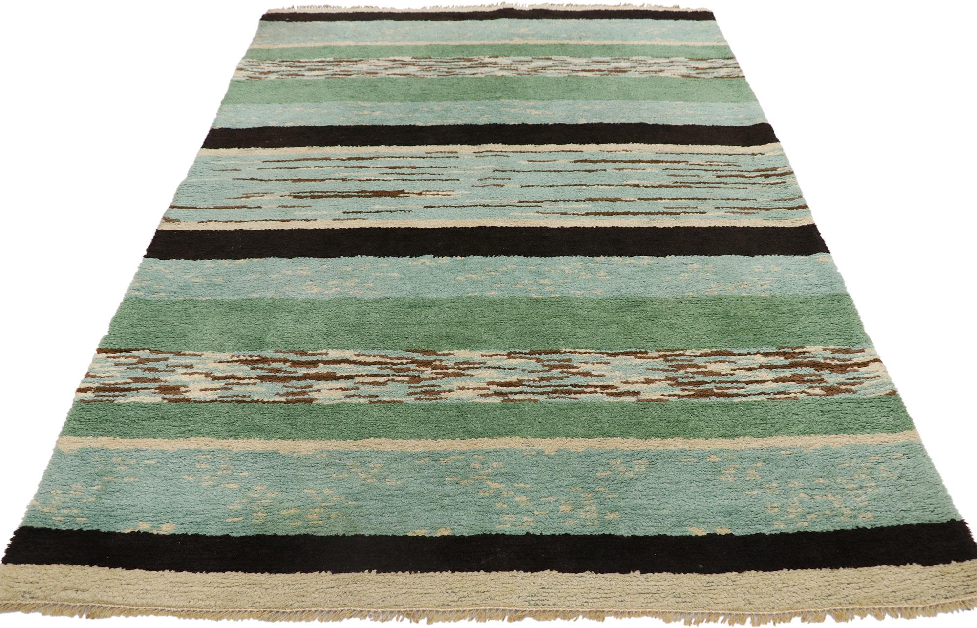 Scandinavian Modern Vintage Swedish Rya Rug with Stripes For Sale