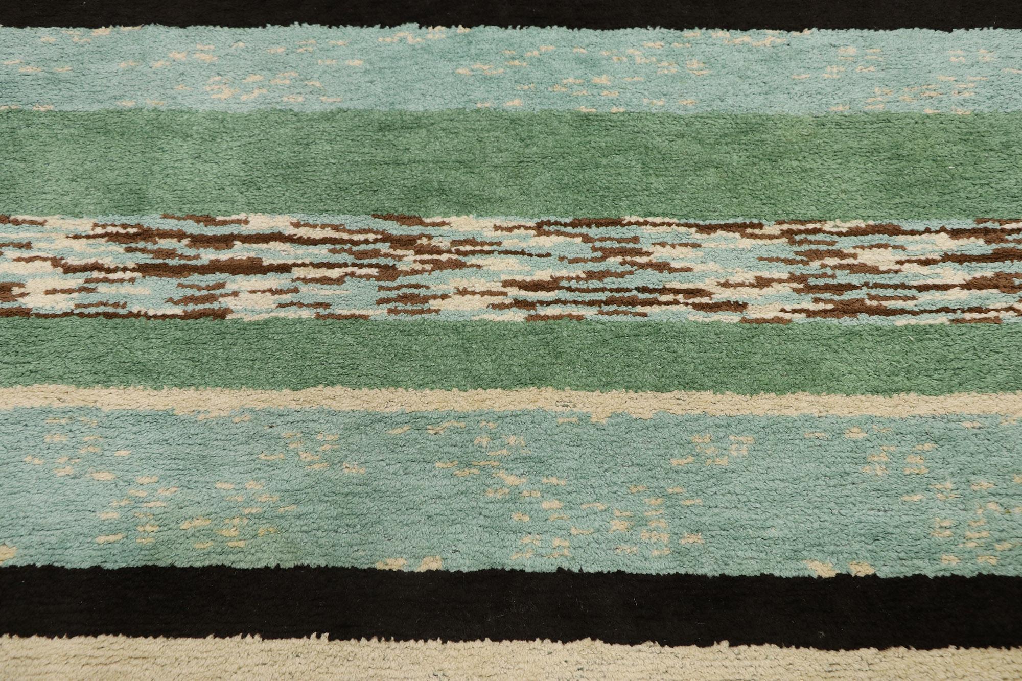 20th Century Vintage Swedish Rya Rug with Stripes For Sale