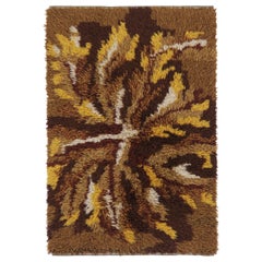 Vintage Swedish Rya Rug with Sunburst Flare and Amber Tones - Rug & Kilim