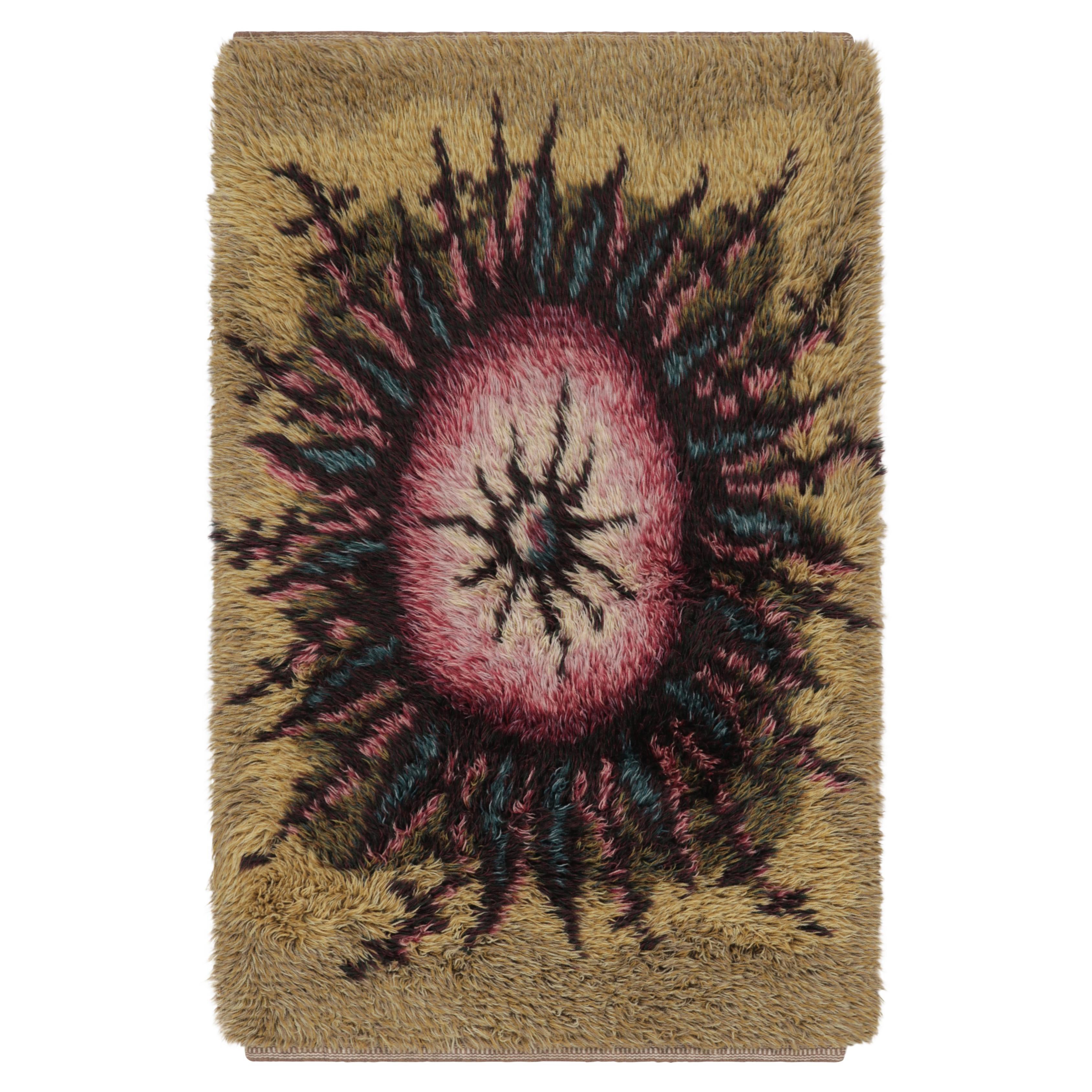 Tappeto vintage svedese Rya con medaglione scandinavo - Rug & Kilim