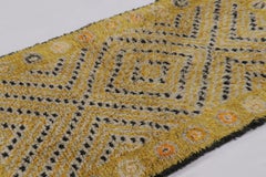 Vintage Swedish Rya Rug with Yellow and Black Geometric Pattern - Rug & Kilim