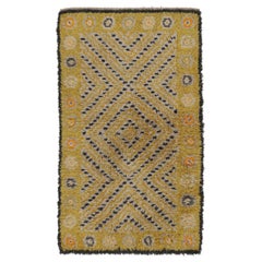Vintage Swedish Rya Rug with Yellow and Black Geometric Pattern - Rug & Kilim