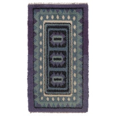 Vintage Swedish Rya Runner, Blue with Scandinavian Medallions - Rug & Kilim Vintage Swedish Rya Runner, Blue with Scandinavian Medallions - Rug & Kilim