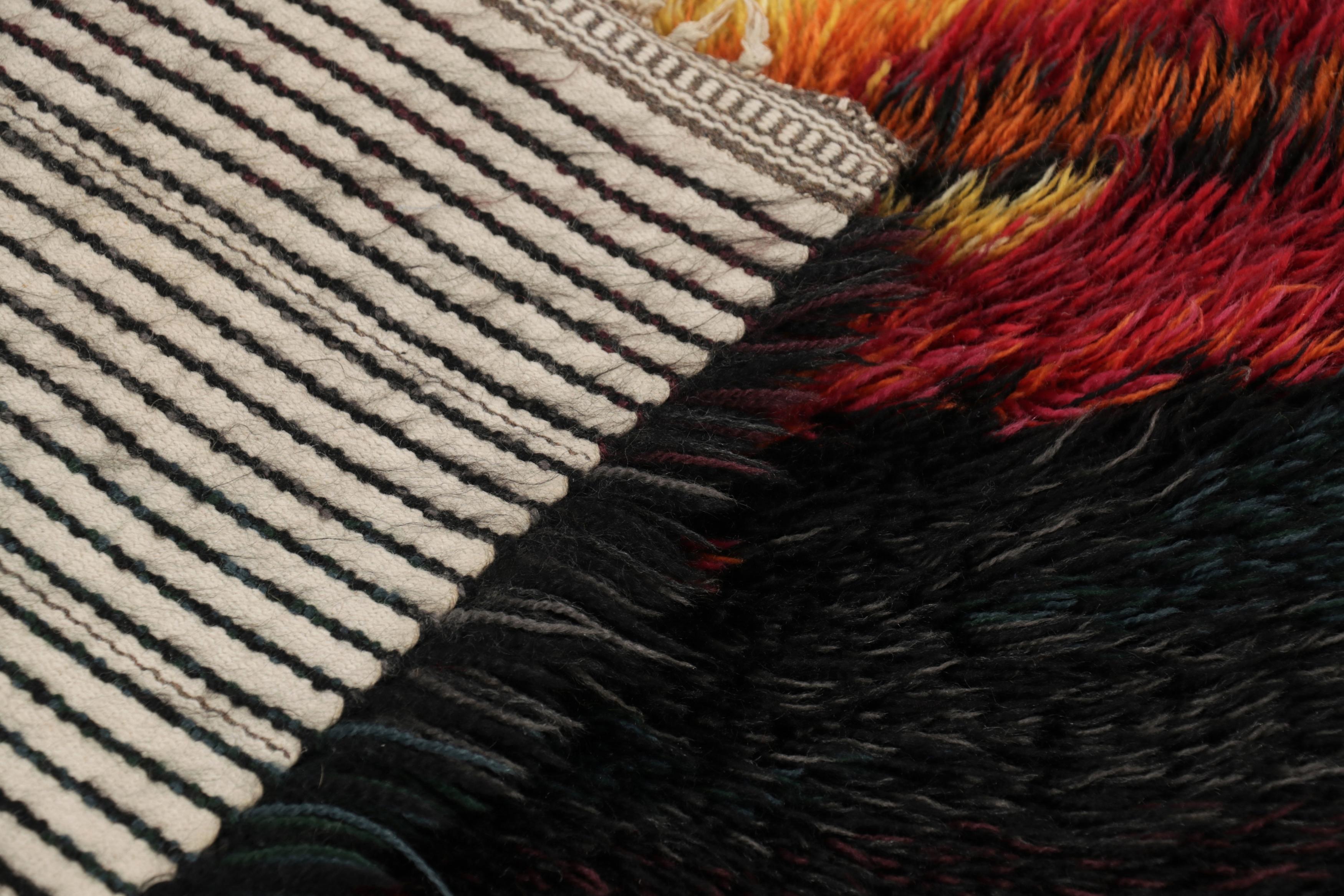 Vintage Swedish Rya Runner, Bunte skandinavische Flammenmuster - Rug & Kilim (Wolle) im Angebot