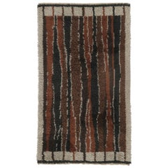 Vintage Swedish Rya Runner in Gray, Brown & Black Abstract Pattern - Rug & Kilim