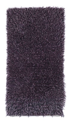 Vintage Swedish Rya Runner in Solid Purple and Ivory Tones - Rug & Kilim