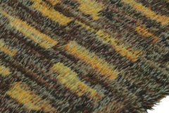 Vintage Swedish Rya Runner Rug in Scandinavian Minimalist Pattern - Rug & Kilim