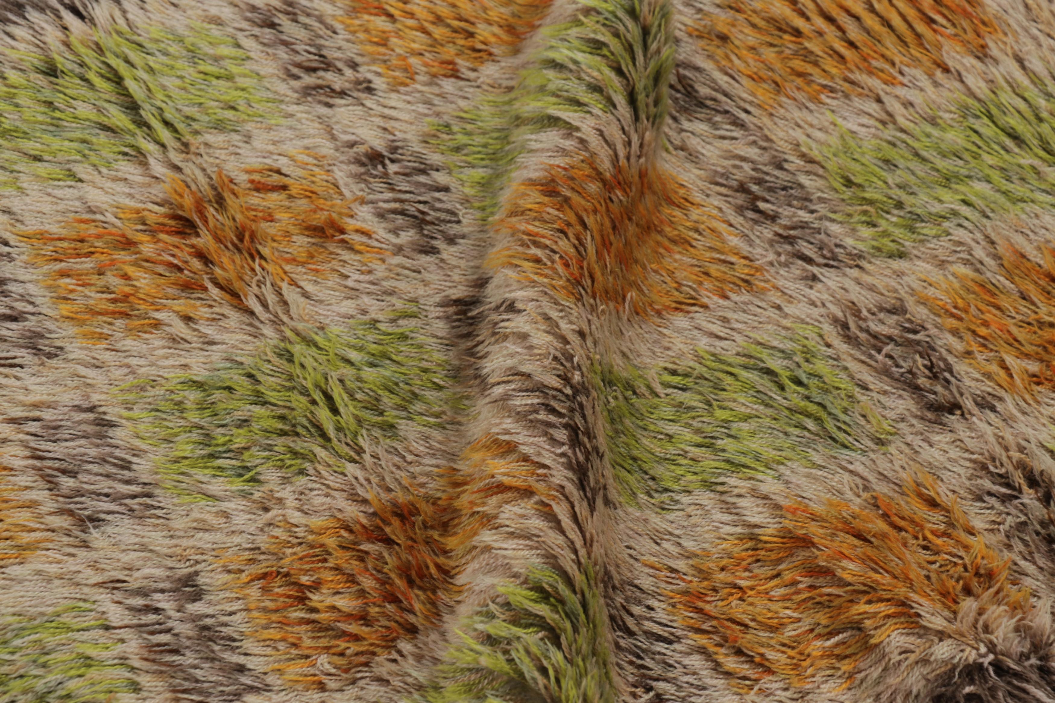 Milieu du XXe siècle Vintage Swedish Rya Runner, Scandinavian Rug with Retro Geometry - Rug & Kilim en vente