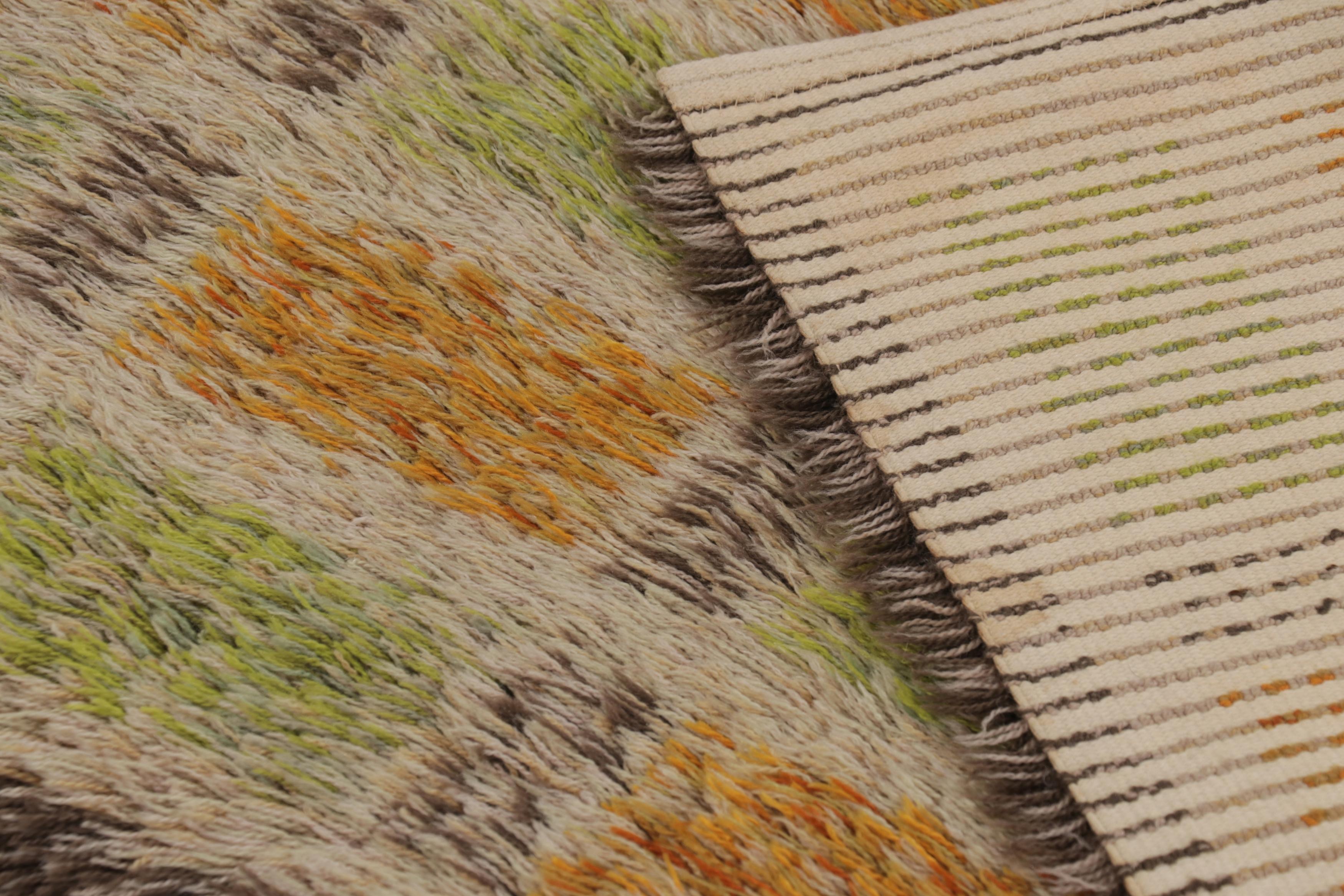 Laine Vintage Swedish Rya Runner, Scandinavian Rug with Retro Geometry - Rug & Kilim en vente