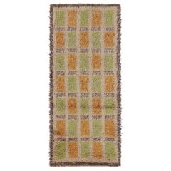 Schwedischer Vintage Rya Läufer, skandinavischer Teppich mit Retro-Geometrie - Rug & Kilim