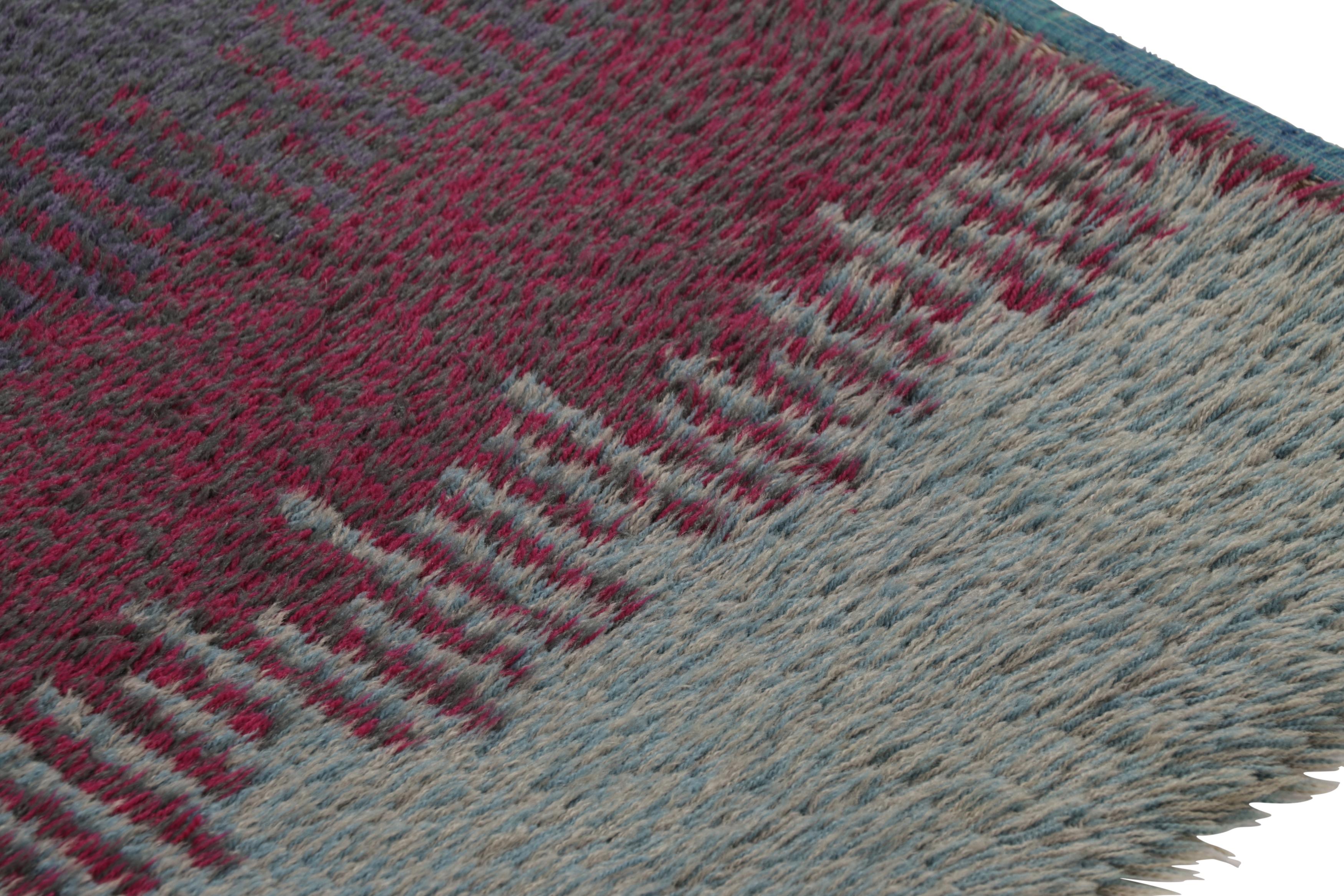 Alfombra sueca vintage Rya, alfombra escandinava con rayas dentadas - Rug & Kilim Sueco en venta