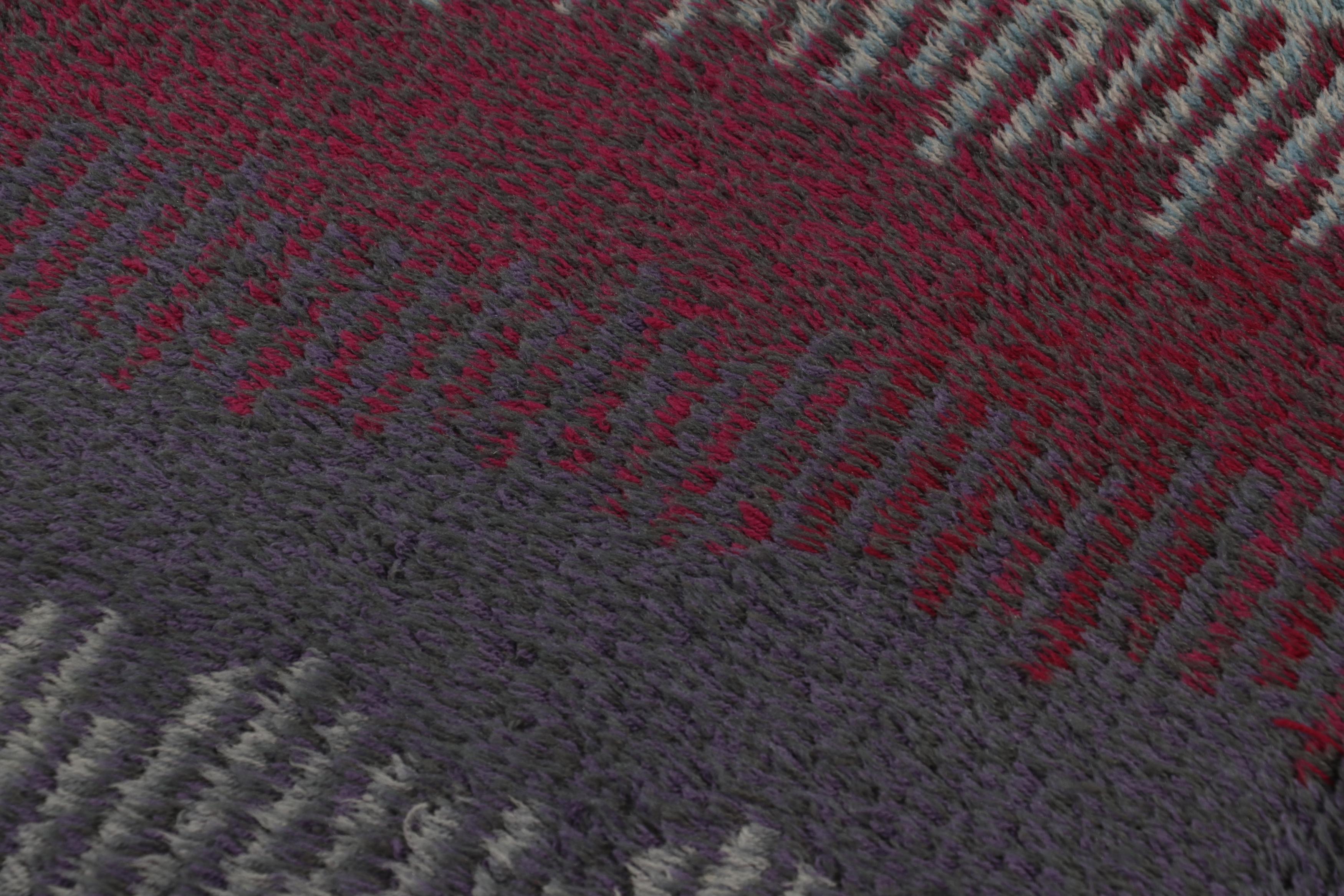 Alfombra sueca vintage Rya, alfombra escandinava con rayas dentadas - Rug & Kilim Anudado a mano en venta