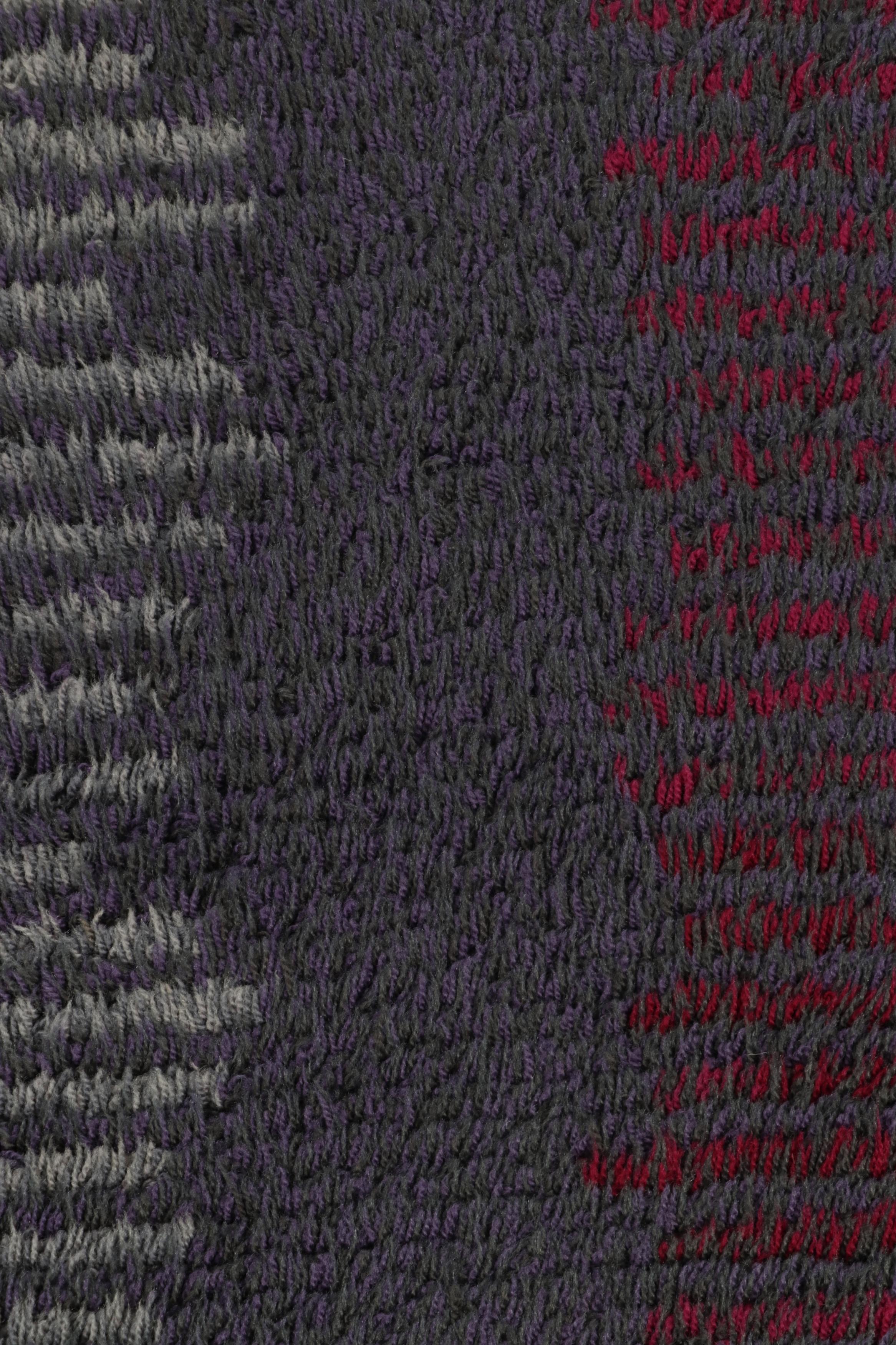 Alfombra sueca vintage Rya, alfombra escandinava con rayas dentadas - Rug & Kilim en Bueno estado para la venta en Long Island City, NY