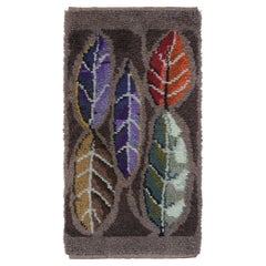 Vintage Swedish Rya Runner with Botanical Leaf and Plume Motifs - Rug & Kilim