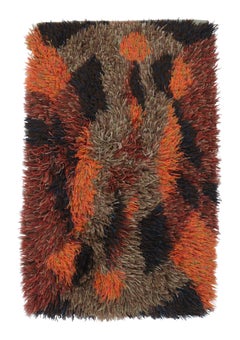 Vintage Swedish Rya Runner with Multicolor Abstract Pattern - Rug & Kilim