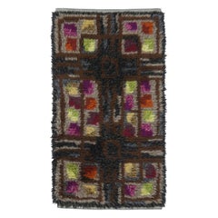 Vintage Swedish Rya Runner with Polychromatic Geometric Mosaic - Rug & Kilim