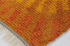 Vintage Swedish Rya Runner with Rust and Gold Sunburst Medallion - Rug & Kilim