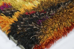 Vintage Swedish Rya Shag Rug with Polychromatic Abstract Pattern - Rug & Kilim