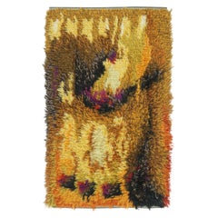 Vintage Swedish Rya Shag Rug with Polychromatic Abstract Pattern - Rug & Kilim