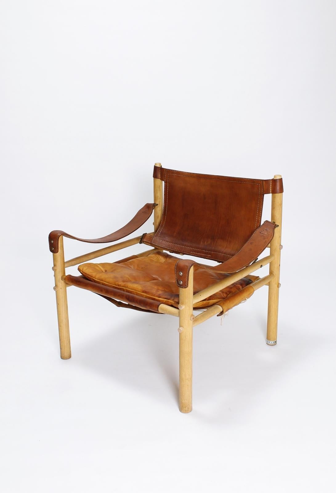 Mid-Century Modern Vintage Swedish Safari Armchair Sirocco by Arne Norell