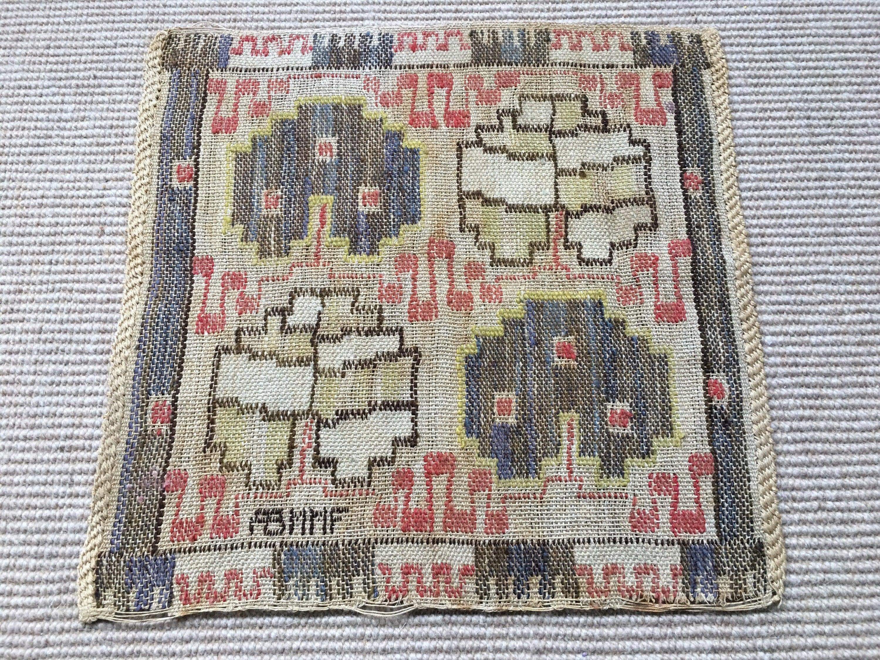 Wool Vintage Swedish sampler by Märta Måås-Fjetterström called 