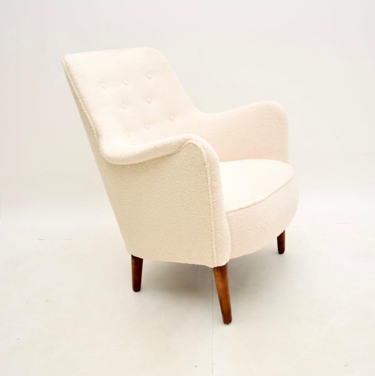 Mid-Century Modern Vintage Swedish Sampsel Armchair by Carl Malmsten