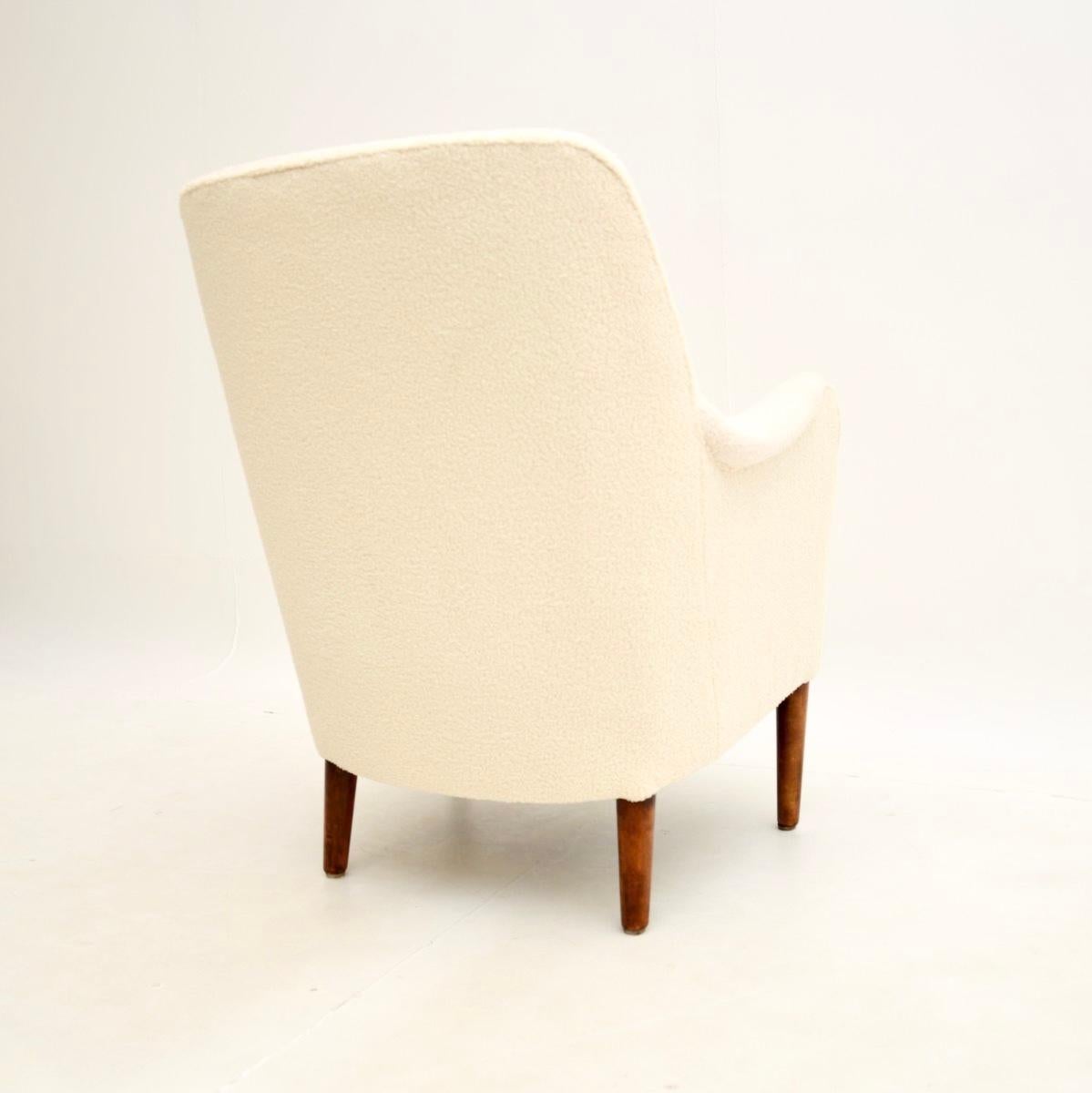Bouclé Vintage Swedish Sampsel Armchair by Carl Malmsten