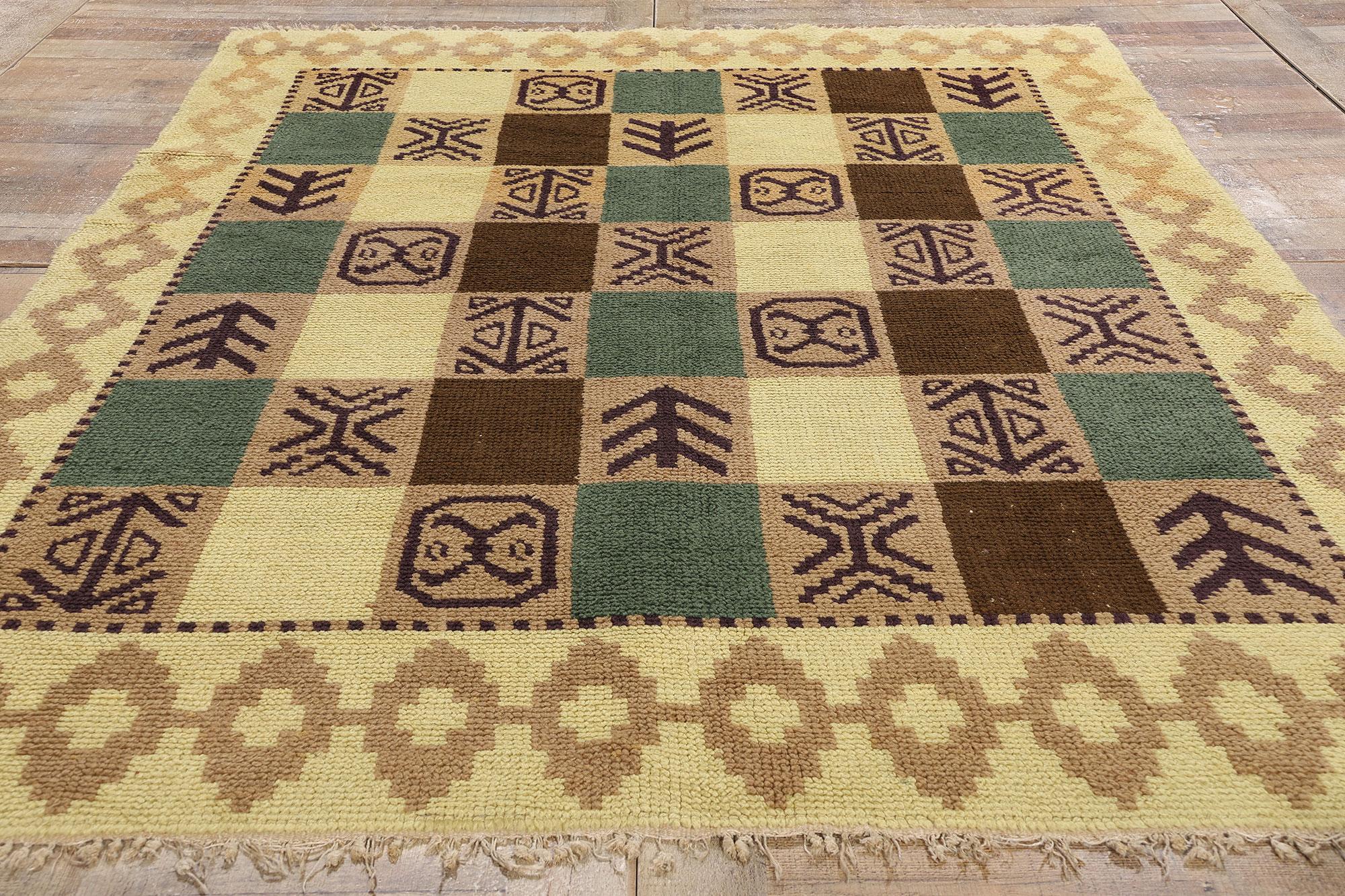 Lana Tappeto vintage scandinavo svedese Flossa, 05'09 x 07'11 in vendita