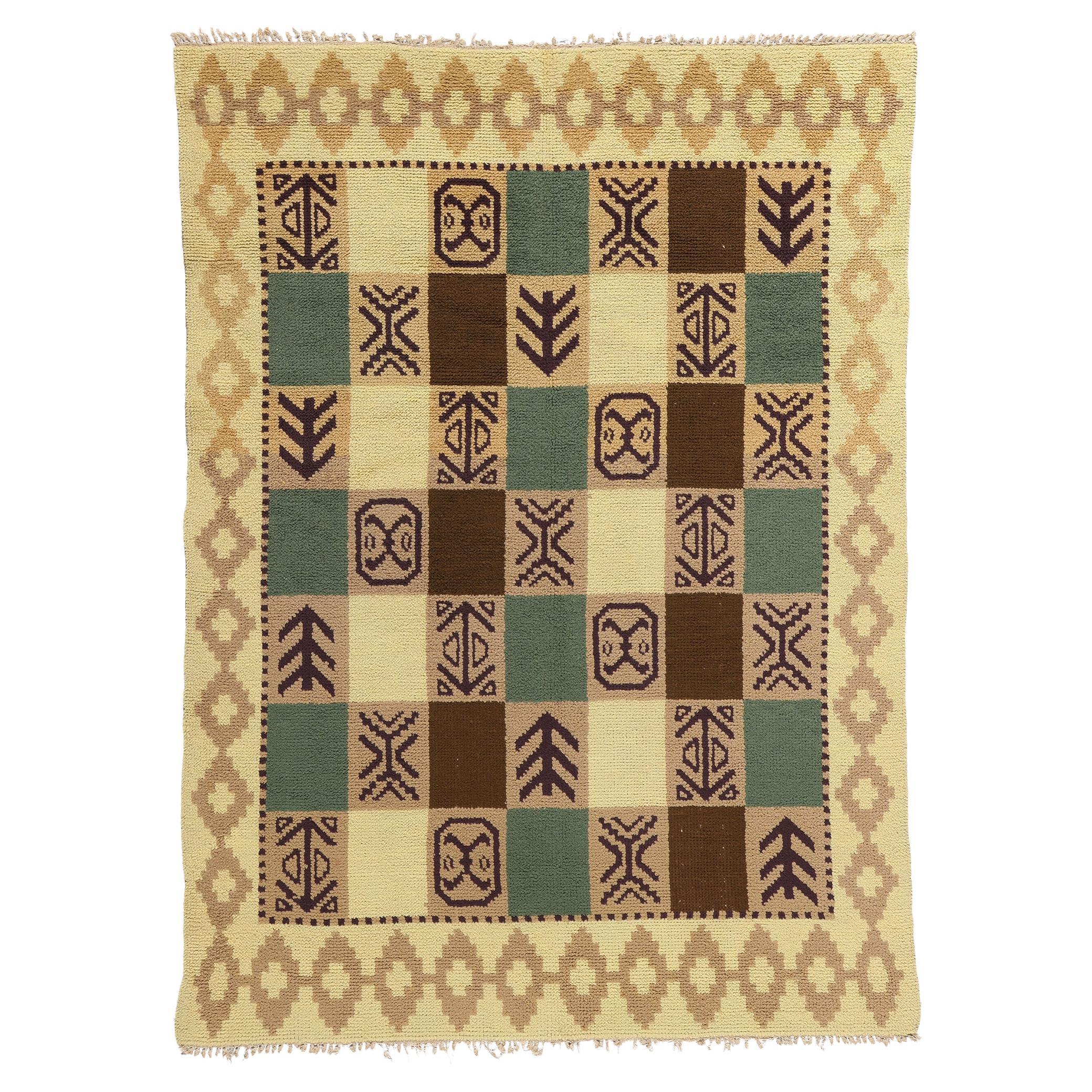 Schwedischer skandinavischer Flossa-Teppich im Vintage-Stil, 05'09 x 07'11