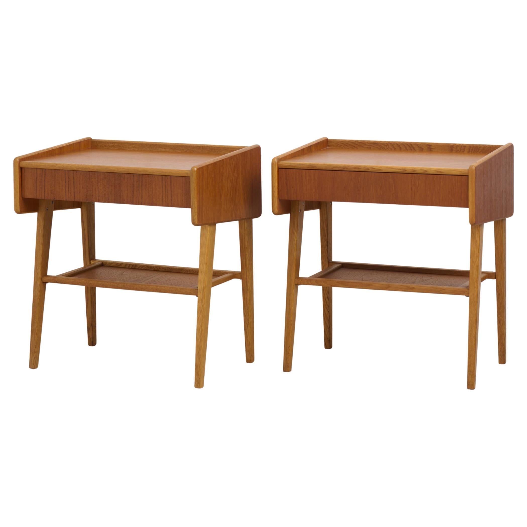 Schwedisches skandinavisches Vintage-Nachttische aus Teakholz mit Schublade, skandinavisch-modern, Paar