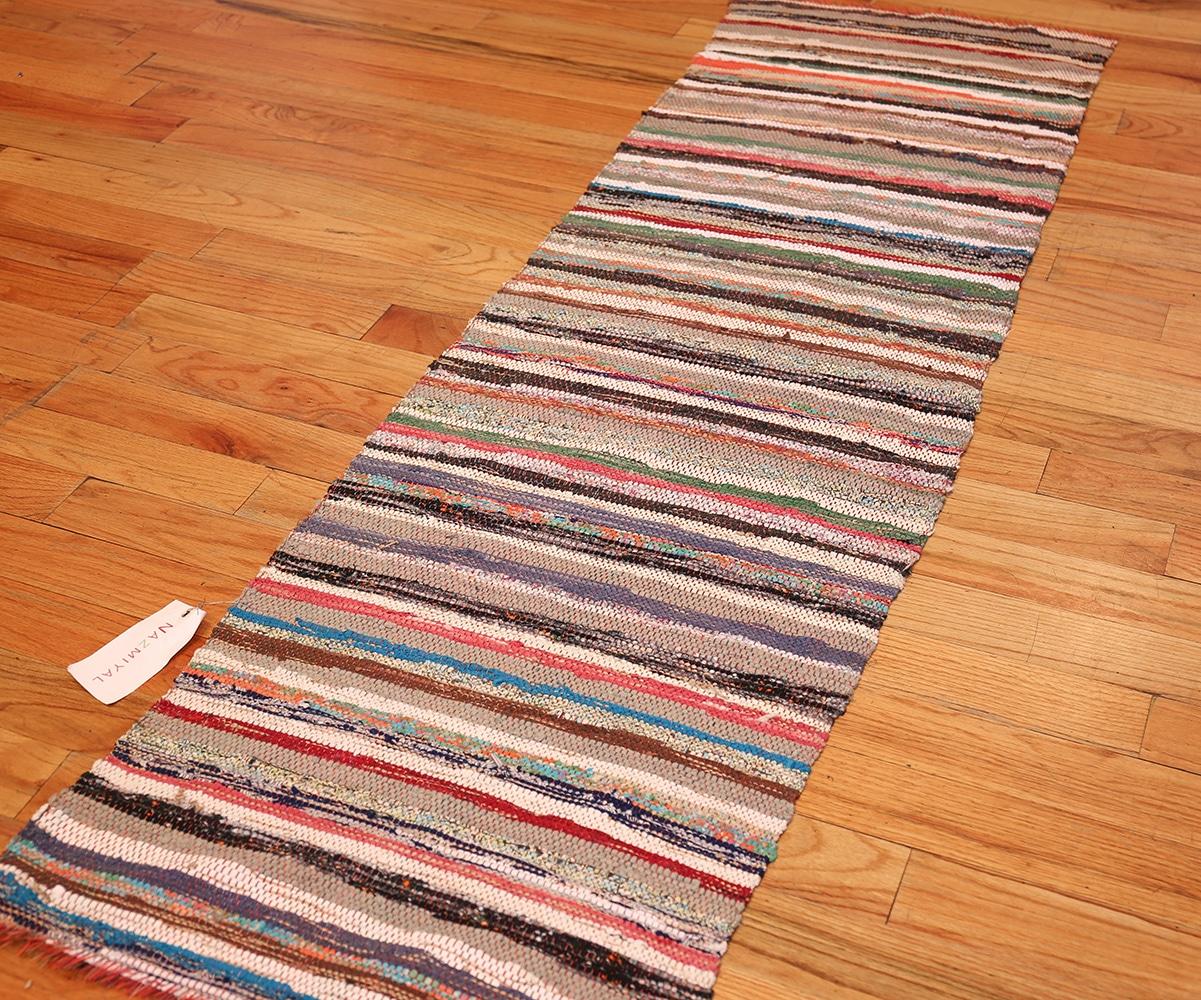 Hand-Woven Vintage Swedish Scandinavian Runner Rag Rug