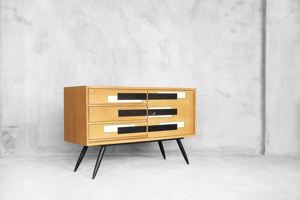 Vintage Swedish Sideboard with Drawers and Geometric Pattern, 1964 3