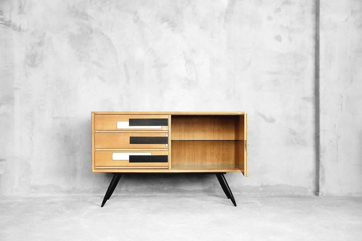 Scandinavian Vintage Swedish Sideboard with Drawers and Geometric Pattern, 1964