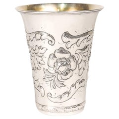 Vintage Swedish Silver Embossed Floral Cup or Vase by Victor Jansen, 1950