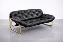 Vintage Swedish Sofa in Black Leather by John-Bertil Häggström for Swed-Form