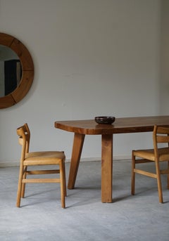 Vintage Swedish Solid Elm Dining Table, 1970s